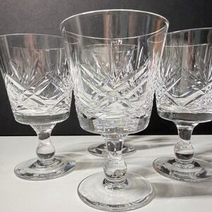 Thomas Webb England Crystal Cordial Wine Glasses Set of 4 Goblets 4" Vintage EUC